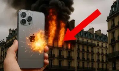 Immeuble en feu après l'explosion de l'iPhone 6