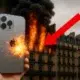 Immeuble en feu après l'explosion de l'iPhone 6